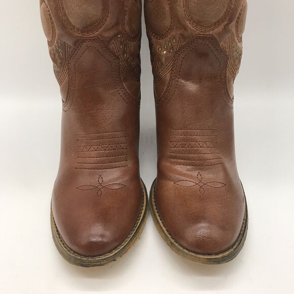Very Volatile Denver Cowboy Boots Women's 9 Brown Studded Western Heeled Boot - Picture 5 of 13